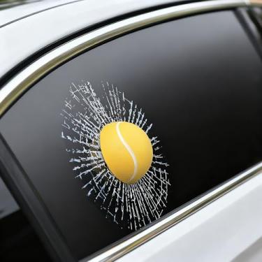 Imagem de Adesivo engraçado de vidro quebrado bola de janela de carro autoadesivo 3D adesivos de carro (laranja)