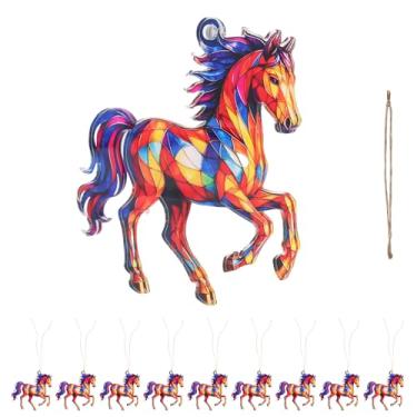 Imagem de 10 peças de enfeite de acrílico para cavalo, apanhador de sol, decoração de pônei pendurado com cordão colorido para presentes equestres (estilo 3)