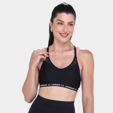 Imagem de Top Under Armour Crossback Feminino, Preto, Branco, GG