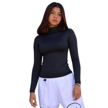 Imagem de Blusa Segunda Pele Manga Longa Gola Alta Básica Casual Tecido Suplex -