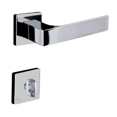 Imagem de Fechadura Banheiro Reta Roseta 6cm Cromado Quadratta Aliança