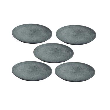 Imagem de Kit 5 Pratos Raso Redondo Pedra Sabão Sobremesa E Bolos 22Cm.