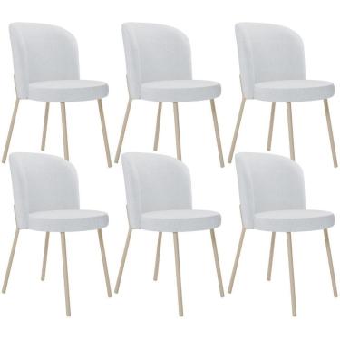 Imagem de Kit 06 Cadeiras Para Sala De Jantar Cozinha Estofada Gavi Arena L02 Linho Cinza - Lyam Decor