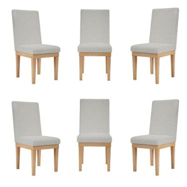 Imagem de Kit 6 Cadeiras Estofadas Reforçada Para Mesa De Jantar Cinza
