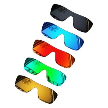 Imagem de SmartVLT Conjunto de 5 lentes masculinas de substituição para óculos de sol Oakley Turbine Rotor OO9307 Combo Pack S02, Vermelho fogo, azul gelo, verde esmeralda, bronze, dourado e preto cromado, One