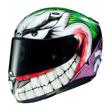 Imagem de Kit Capacete Hjc Rpha 11 Dc Joker Verde Roxo Tamanho 58 Com Luva Old Shoot Preto Xxl 2Xl