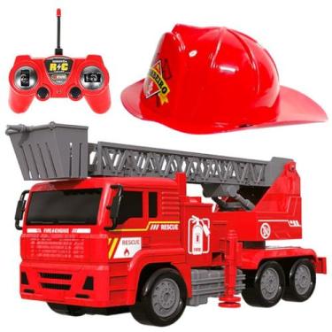 Imagem de Carrinho Controle Remoto Caminhão Bombeiro + Chapéu Infantil - Art Bri