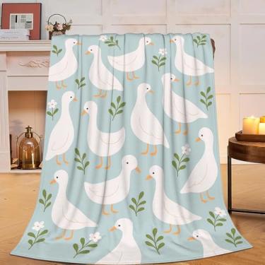 Imagem de Cobertor de ganso fofo animal aconchegante lã felpuda macia flanela pelúcia ganso roupa de cama quente presentes de pelúcia para mulheres meninas crianças adultos 101 x 127 cm