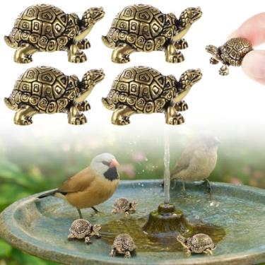 Imagem de Limpadores de tartaruga de cobre, 4 peças de mini enfeites de disco de banho, para purificação de detalhes de lagoa de jardim decorativos, estátuas de animais gravadas para uso interno ao ar livre