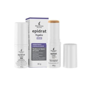 Imagem de Kit Praticidade na rotina Epidrat Hyalu Stick + Episol Color Stick tom