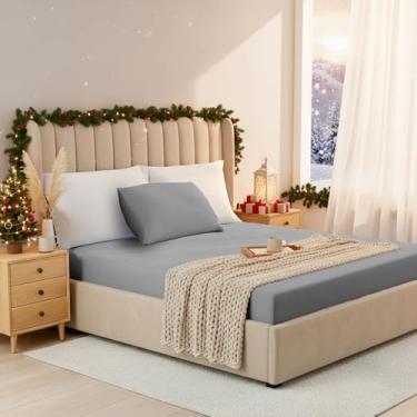 Imagem de Regency Heights Jogo de lençol solteiro de 2 peças, lençol de elastano refrescante, lençol com elástico resistente ao desbotamento e fronhas, todo elástico cabe em colchões de até 38 cm, respirável e