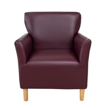 Imagem de CRFATOP Capa de poltrona moderna elástica de meados do século, 1 peça de poliuretano com detalhes roxos, capas de cadeira macias à prova d'água para sala de estar, protetor de móveis, escritório