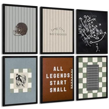 Imagem de Arte de parede de berçário de futebol vintage para quarto de meninos, decoração de parede, vintage, imagens de futebol, impressões, pôsteres esportivos, pintura de arte para quarto de crianças, 20 x