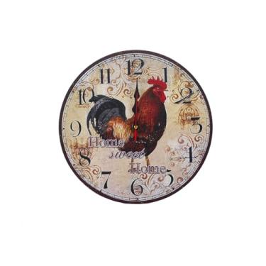 Imagem de BAENRCY Relógio de parede vintage de galo redondo com design retrô, relógio silencioso sem tique-taque (pequeno)