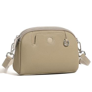 Imagem de MFFOR Bolsas transversais para mulheres, bolsa de ombro de couro legítimo, mini bolsa de viagem, bolsa, bolsas com alça removível, Cinza, Mini, Mini bolsa tiracolo cinza