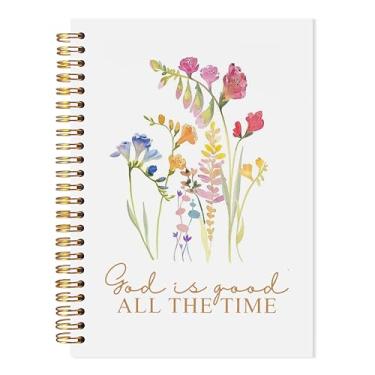 Imagem de LADOCK Caderno cristão, diário de versos bíblicos God Is Good All the Time, caderno espiral de escrituras religiosas de flores silvestres, presentes cristãos para mulheres, diário de oração para