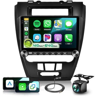 Imagem de Rádio estéreo automotivo 4G + 64G para Ford Fusion Mustang 2009-2012 com botão de botão automático DSP Carplay, Sellrich 10 polegadas 1280P IPS tela sensível ao toque Android rádio BT 5.0 GPS Navi