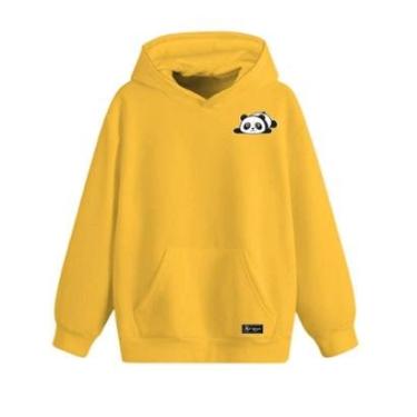 Imagem de Blusão Moletom Canguru Panda Infantil Personalizado com Capuz e Bolso-Unissex