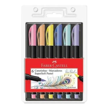 Imagem de Caneta Hidrográfica Supersoft Brush 150706TPSOFT 6 Cores Pastel - Faber Castell