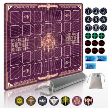 Imagem de Cylvenor for YuGiOh! Duel Disk Playmat – 24x24 Inches, Non-Slip, 21 Damage Counters & Storage Bag Included” (Millennium Necklace)