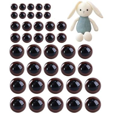Imagem de Pluzmecalm 40 peças de olhos marrons de segurança, 4 tamanhos para olhos de crochê Amigurumi com arruelas, artesanato de plástico para decoração de Halloween de segurança de animais (10 12 16 18 mm)