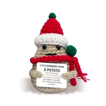 Imagem de Bgohrd Christmas Crochet Potato Gifts, Positive Cute Encouragement Gifts for Women, Inspirational Potato with Encouragement Card, Handwoven Crochet Knitting Doll for Christmas -C17