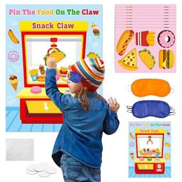 Imagem de B1ykin Party Pin The Tail Games - Snack Claw Machine Pin The Tail on The Poster Poster Game Photo Prop Decor, Sticker Game DIY Craft Project for Kids Birthday Party (Máquina de garra de lanche)
