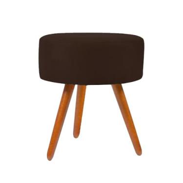 Imagem de Puff Puf Banqueta Redondo Para Camarim Suede Pés Palito Cor:marrom
