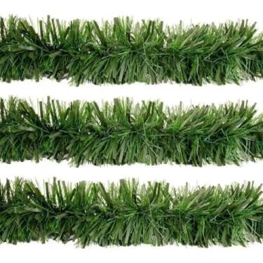 Imagem de Master Christmas - Jogo 3 Festão de Natal Verde Fosco Premium Multi-Fitas 5m x 12cm Decoração Natalina