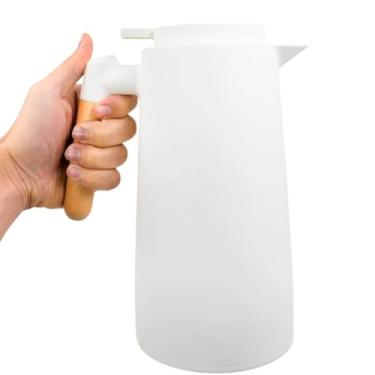 Imagem de Garrafa Termica Jarra Inox Cafe Cha 1 Litro Cabo Madeira Cor:Branco