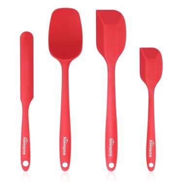 Imagem de NileHome Conjunto de espátulas de silicone, espátula de borracha, alta resistência ao calor, sem BPA, uma peça, design sem costura, conjunto de utensílios para cozinha, 4 unidades (vermelho)