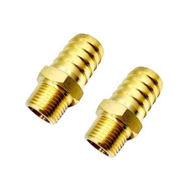 Imagem de AQUADIAI Mangueira de latão com encaixe de farpa de 3/40.6 cm × 1/4 macho NPT conector de alta pressão para sistemas de água combustível ar óleo (pacote com 2)