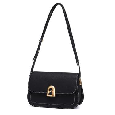 Imagem de Bolsa tiracolo moderna LA FESTIN para uso diário nas axilas com alça ajustável, Preto