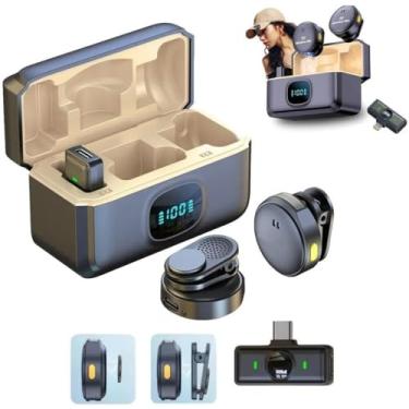 Imagem de Microfone Lapela Sem Fio Magnético Android e IOS Duplo Ante Ruído