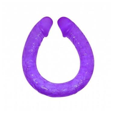 Imagem de Prótese Dupla Flexível 48,5 X 3,5 Cm Jelly Dildo Pênis Duplo Estimulação Veias Salientes 6305 (ROXO)