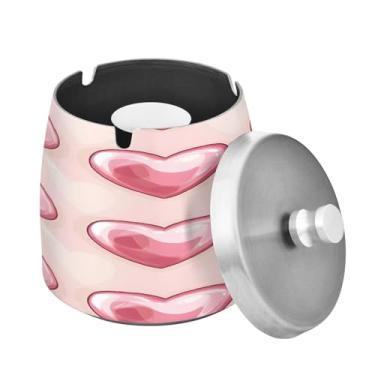 Imagem de Blueangle Cinzeiro de corações de dia dos namorados com tampa para cigarros, à prova de vento/chuva, aço inoxidável, sem fumaça, inodoro, cinzeiro para uso interno ou externo (80)