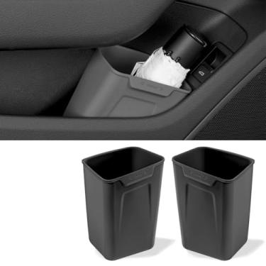 Imagem de XmuxHai Caixa de armazenamento interior de carro, organizador lateral de porta de silicone preto com suporte de guarda-chuva e lata de lixo, acessório de veículo