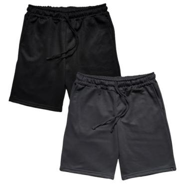 Imagem de Kit 2 Bermuda Masculina Moletom WSS Basic Preto e Cinza - WSS Brasil, 
