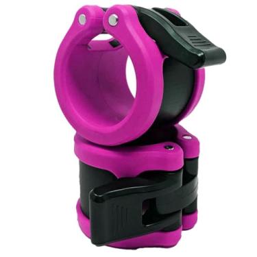 Imagem de Clout Fitness Pro Elite Olympic Barbell Grampos Coleiras de Liberação Rápida Par de Grampos de Peso de Bloqueio Serve para Barra de 5 cm para Halterofilismo (Rosa Laser)