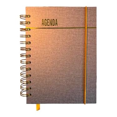 Imagem de Agenda Permanente 2026 Capa Dura Espiral, com elástico e marador de página. (Marrom claro)