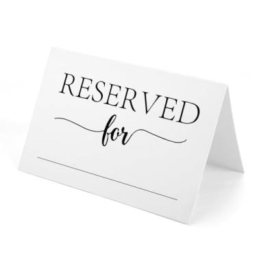 Imagem de 20 Placas de Mesa Reservada, 10x15cm Dupla Face com Espaço para Nome Dobráveis Ideais para Casamentos Festas Restaurantes e Eventos Corporativos