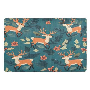 Imagem de STAYTOP Tapete de porta de veado de Natal para entrada externa 81 x 50 cm, tapete de boas-vindas ao ar livre/interno, tapetes de banho fofos, capacho frontal antiderrapante para entrada, pátio, áreas