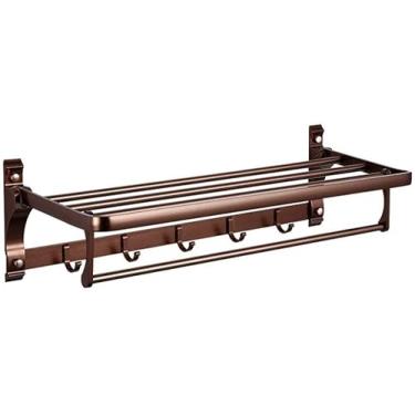 Imagem de Toalheiro de banheiro toalheiro moderno, ouro rosa, hotel, dobrável, espaço de alumínio, armazenamento, suporte de toalha, ferragens de banheiro/bronze