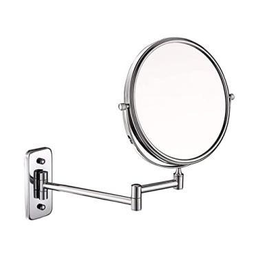 Imagem de YYBOES Espelho de maquiagem montado na parede espelho dobrável de 15 cm espelho de beleza dupla face espelho de ampliação 7X
