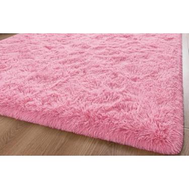 Imagem de Tapetes Para Sala De Estar E Quarto, Felpudos De Tamanho Grande(Rosa bebê)