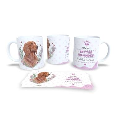 Imagem de Caneca de Cerâmica Beagle, Branca e Rosa, com Ilustração de Cachorro e Flores, Tema Pet, Design com Patinhas e Corações (13206)