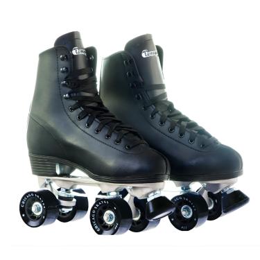 Imagem de CHICAGO SKATES Chicago Patins masculino premium forrado com couro - Quadriciclo preto clássico - Tamanho 5