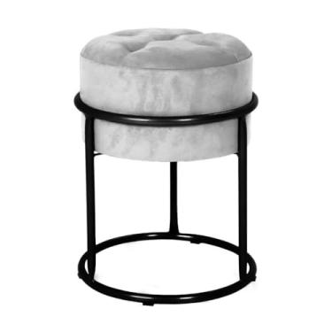 Imagem de Puff Banqueta de Ferro com Argola - Decoração para Quarto, Sala, Penteadeira e Ambientes Modernos puff redondo para Quarto, Sala e Penteadeira em Ambientes Modernos(PRETO E CINZA)
