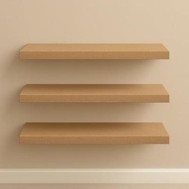 Imagem de Kit 3 Prateleiras 30cm MDF Luxo - Nichos para Sala, Cozinha, Quarto e Banheiro com Kit de Instalação Incluso(Natural)