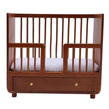 Imagem de SIWOTED Móveis para casa de bonecas em escala 1:12, berço, madeira de bétula, decoração detalhada, realista, berço para casa de bonecas em miniatura